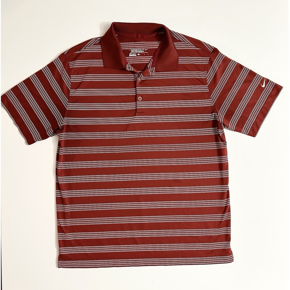 Nike Golf Tour Performance Men's Red‎ Striped Polo Shirt Size Large